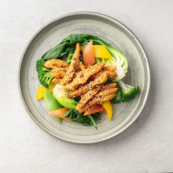 Bangkok-Style Red Spiced Chicken With Asian Greens